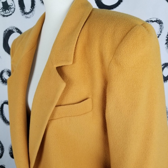 -Vintage 90s Express Gold Mustard Pea coat Jacket - Picture 2 of 8